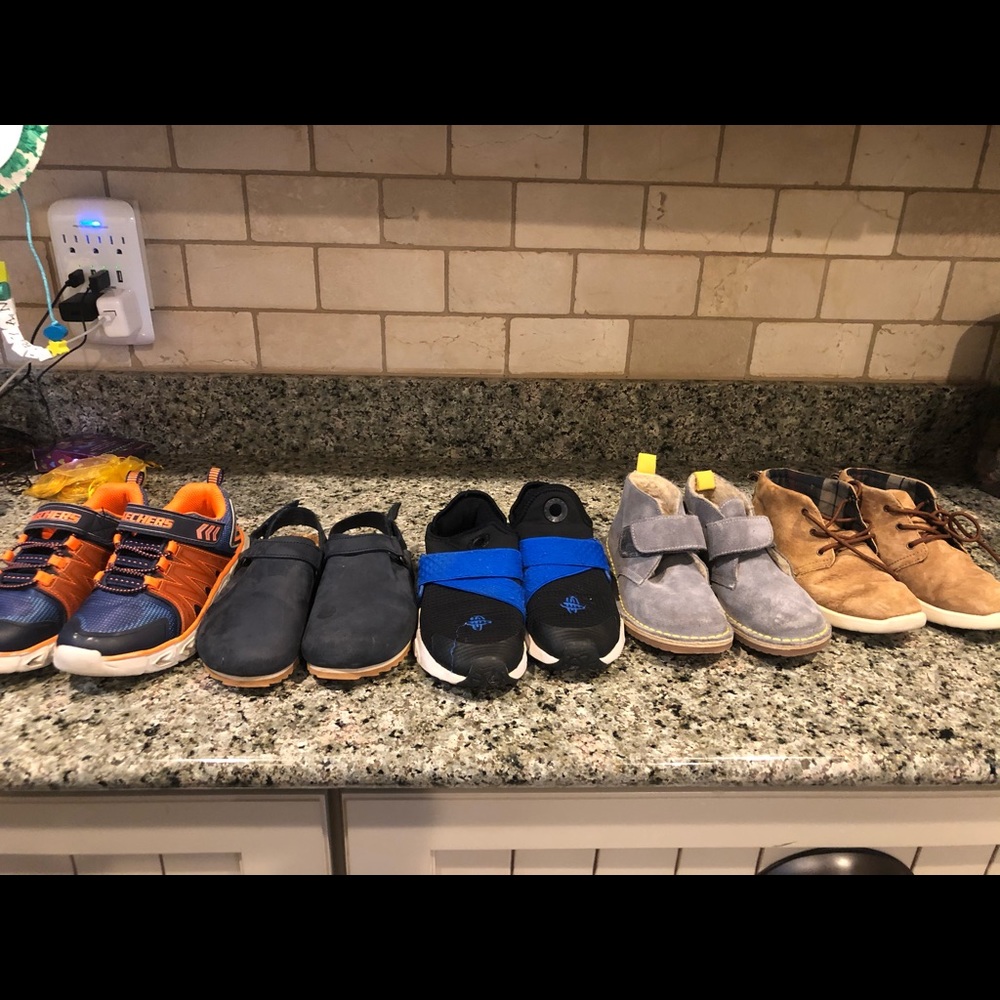 5 pairs boys shoes size 12.5 and 13